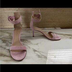 Gianvito Rossi Portofino 36 US6 Ankle-Strap Suede Stiletto Heels in Light Pink